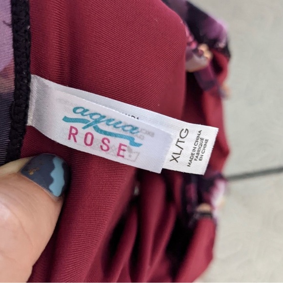 Aqua Rose one piece swimsuit roses floral print XL @M2 - Picture 6 of 7
